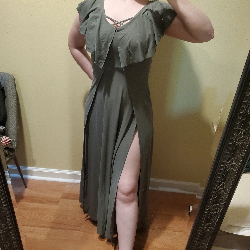 Last chance! NWT sexy dual slit criss cross neck maxi